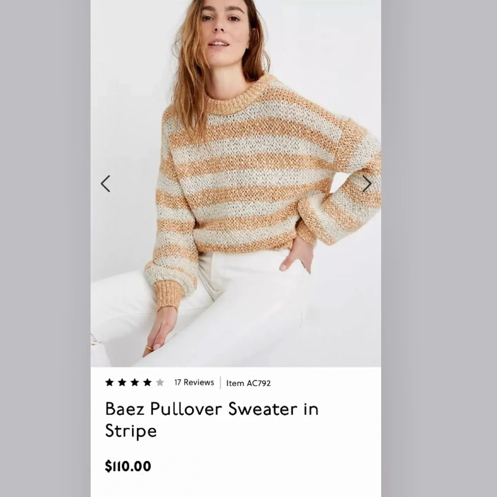 Madewell Baez Pullover Striped Sweater Size Small - Picture 14 of 14